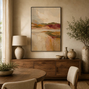 Blush Valley Landscape Wall Art styled interior scene 4 | OILDECO