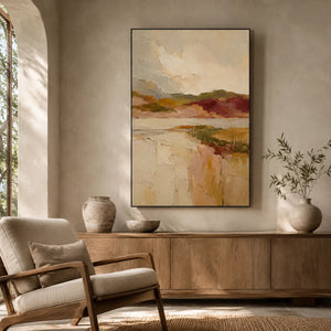 Blush Valley Landscape Wall Art styled interior scene 5 | OILDECO