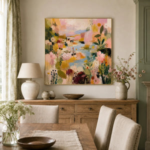 Garden Parade Floral Wall Art styled interior scene 3 | OILDECO