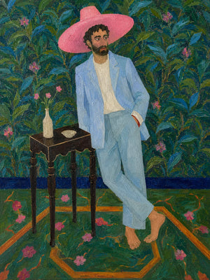 Pink Hat Gentleman Wall Art artwork view | OILDECO