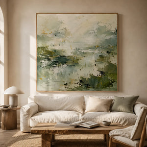Sage Marsh Abstract Wall Art styled interior scene 1 | OILDECO