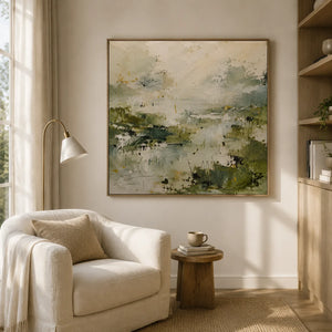 Sage Marsh Abstract Wall Art styled interior scene 4 | OILDECO