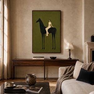 Midnight Horsewoman Figure Wall Art styled interior scene 1 | OILDECO