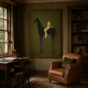 Midnight Horsewoman Figure Wall Art styled interior scene 4 | OILDECO