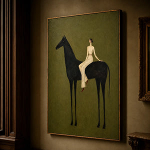 Midnight Horsewoman Figure Wall Art styled interior scene 5 | OILDECO