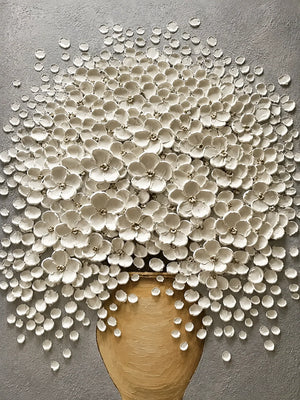Original artwork view of White Blossom Floral Wall Art | Oildeco