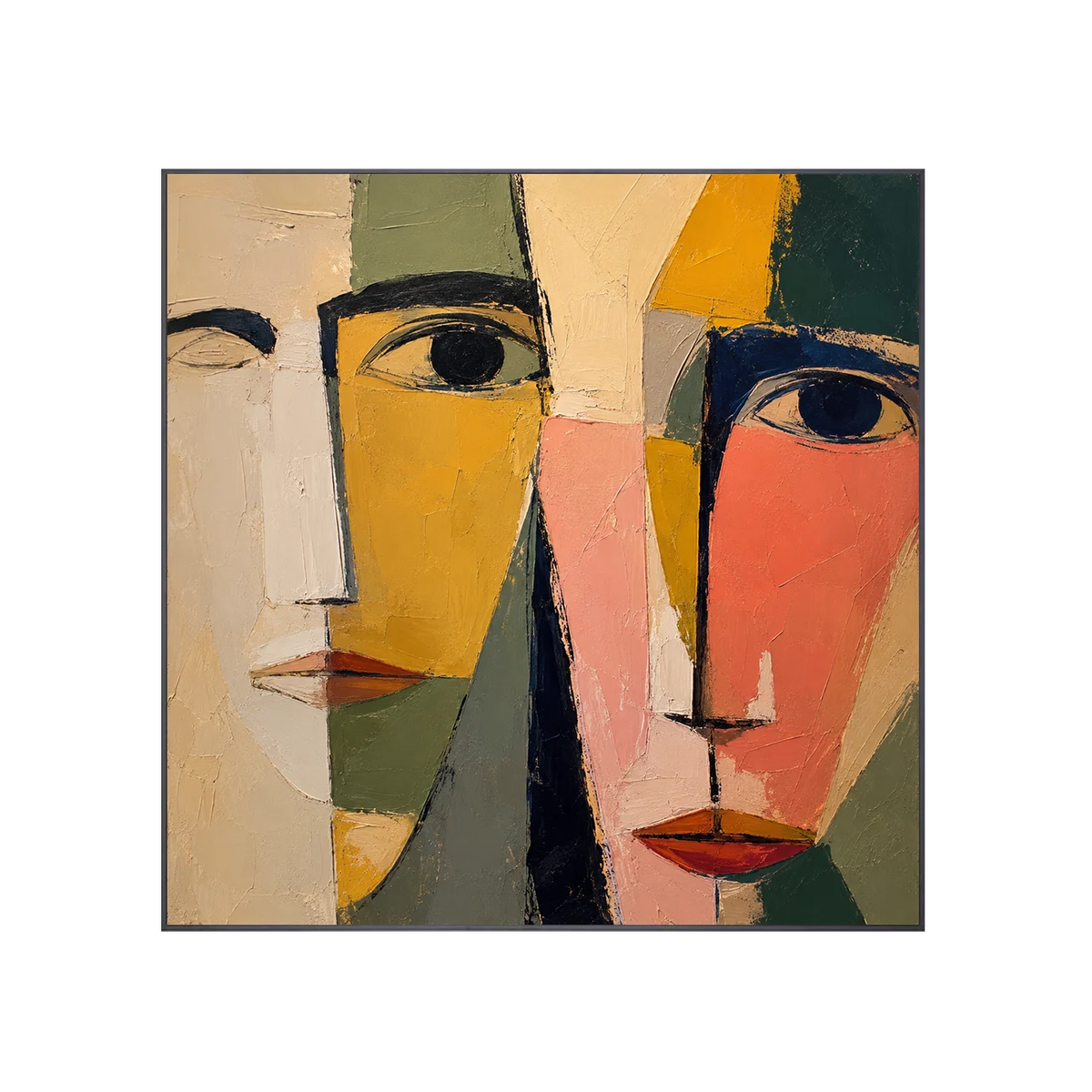 Colorblock Faces Abstract Wall Art