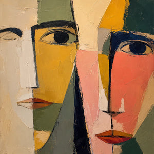 Colorblock Faces Abstract Wall Art artwork view | OILDECO