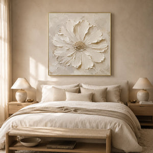 Ivory Daisy Relief Wall Art styled interior scene 2 | OILDECO