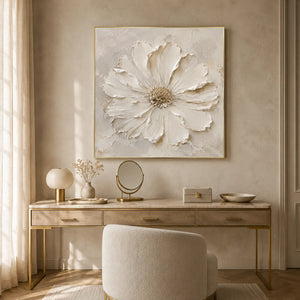 Ivory Daisy Relief Wall Art styled interior scene 3 | OILDECO