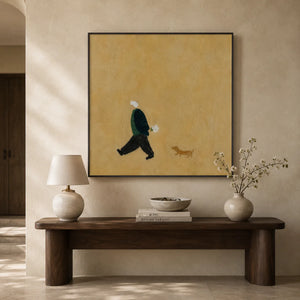 Golden Stroll Figure Wall Art styled interior scene 1 | OILDECO