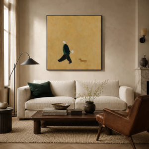 Golden Stroll Figure Wall Art styled interior scene 2 | OILDECO