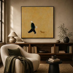 Golden Stroll Figure Wall Art styled interior scene 3 | OILDECO