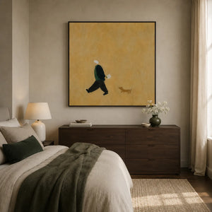 Golden Stroll Figure Wall Art styled interior scene 4 | OILDECO