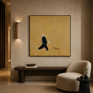 Golden Stroll Figure Wall Art styled interior scene 5 | OILDECO