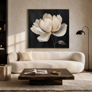 Midnight Magnolia Floral Wall Art styled interior scene 1 | OILDECO