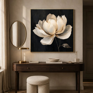 Midnight Magnolia Floral Wall Art styled interior scene 5 | OILDECO