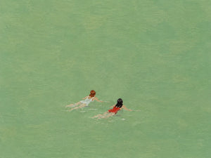 Emerald Swimmers Figure Wall Art artwork view | OILDECO
