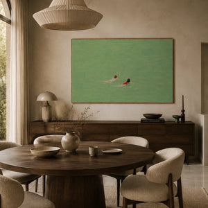 Emerald Swimmers Figure Wall Art styled interior scene 4 | OILDECO