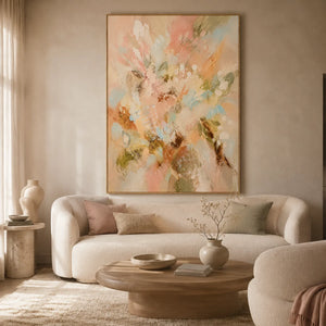 Pastel Bloom Floral Wall Art styled interior scene 1 | OILDECO