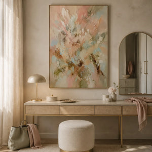 Pastel Bloom Floral Wall Art styled interior scene 2 | OILDECO