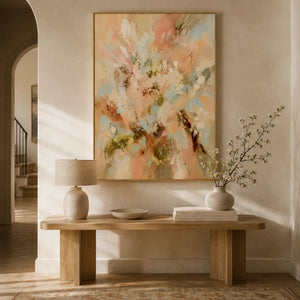 Pastel Bloom Floral Wall Art styled interior scene 3 | OILDECO