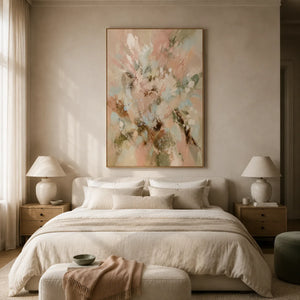 Pastel Bloom Floral Wall Art styled interior scene 4 | OILDECO