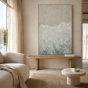 Seafoam Break Textured Wall Art styled interior scene 2 | OILDECO