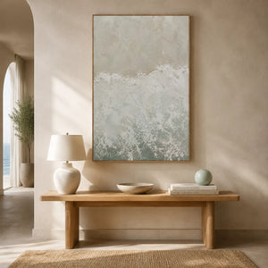 Seafoam Break Textured Wall Art styled interior scene 4 | OILDECO