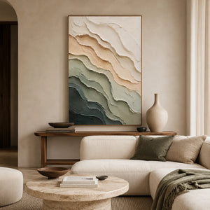 Sage Strata Textured Wall Art styled interior scene 1 | OILDECO