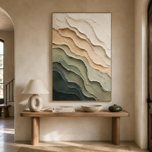 Sage Strata Textured Wall Art styled interior scene 3 | OILDECO
