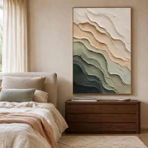Sage Strata Textured Wall Art styled interior scene 4 | OILDECO