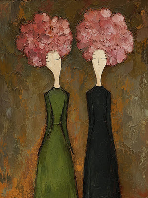 Original artwork view of Pink Bloom Figure Wall Art | Oildeco