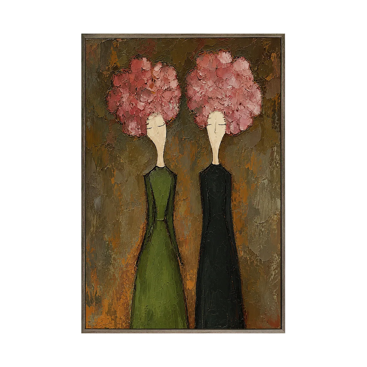 Wandkunst mit rosafarbenen Blütenfiguren