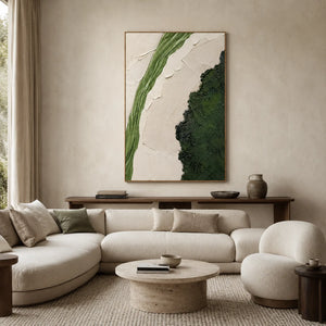 Verdant Divide Textured Wall Art styled interior scene 1 | OILDECO