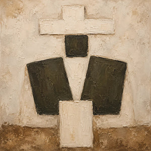 Ivory Totem Abstract Wall Art artwork view | OILDECO