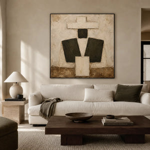 Ivory Totem Abstract Wall Art styled interior scene 1 | OILDECO