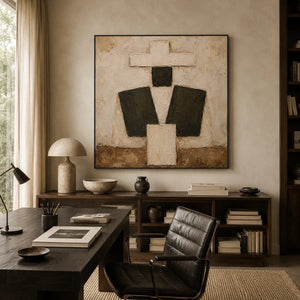 Ivory Totem Abstract Wall Art styled interior scene 3 | OILDECO
