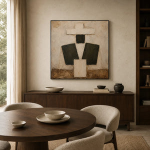 Ivory Totem Abstract Wall Art styled interior scene 4 | OILDECO