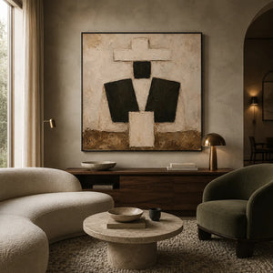 Ivory Totem Abstract Wall Art styled interior scene 5 | OILDECO