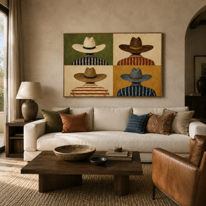 Western Quartet Figure Wall Art styled interior scene 1 | OILDECO
