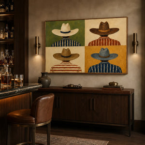 Western Quartet Figure Wall Art styled interior scene 3 | OILDECO