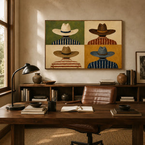 Western Quartet Figure Wall Art styled interior scene 5 | OILDECO