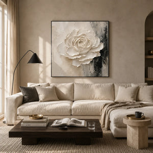 Sculpted Rose Relief Wall Art styled interior scene 1 | OILDECO