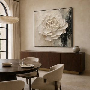 Sculpted Rose Relief Wall Art styled interior scene 3 | OILDECO