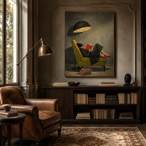 Quiet Reader Figure Wall Art styled interior scene 1 | OILDECO