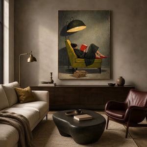 Quiet Reader Figure Wall Art styled interior scene 2 | OILDECO