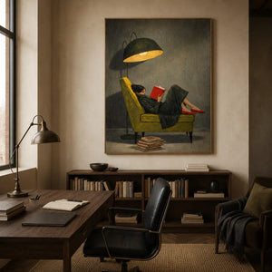 Quiet Reader Figure Wall Art styled interior scene 3 | OILDECO