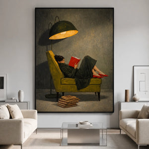 Quiet Reader Figure Wall Art styled interior scene 4 | OILDECO