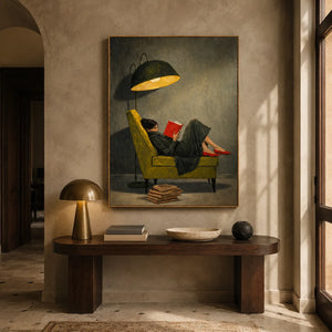 Quiet Reader Figure Wall Art styled interior scene 5 | OILDECO